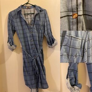 Medium Blue and Black Plaid Dress Passport Brand